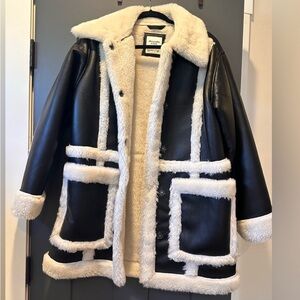 Abercrombie faux leather shearling jacket